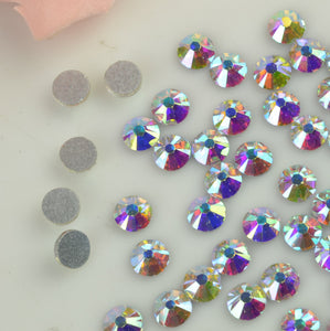Crystal AB Flat Back Rhinestones Glass Crystal loose Beads wholesale bulk pack